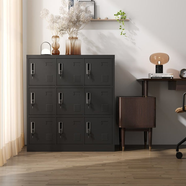 English Elm 9-Door Steel Storage Locker Powder Coat Finish with Key Lock and Card Slot for Gym Office T2398P205947