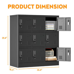 English Elm 9-Door Steel Storage Locker Powder Coat Finish with Key Lock and Card Slot for Gym Office T2398P205947