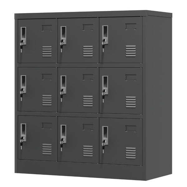 English Elm 9-Door Steel Storage Locker Powder Coat Finish with Key Lock and Card Slot for Gym Office T2398P205947