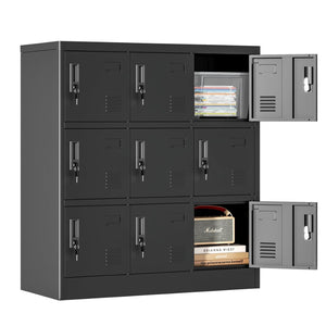 English Elm 9-Door Steel Storage Locker Powder Coat Finish with Key Lock and Card Slot for Gym Office T2398P205947