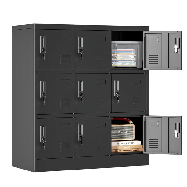 English Elm 9-Door Steel Storage Locker Powder Coat Finish with Key Lock and Card Slot for Gym Office T2398P205947