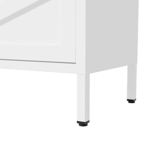 English Elm Metal Shoe Organizer Slim Steel Cabinet with Flip Doors and Open Rack for Entryway T2398P482740