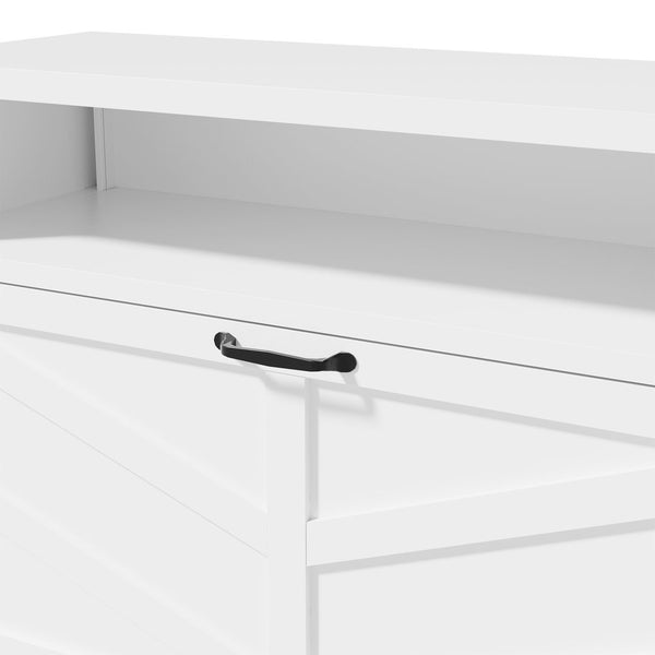 English Elm Metal Shoe Organizer Slim Steel Cabinet with Flip Doors and Open Rack for Entryway T2398P482740