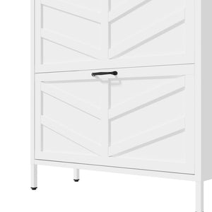 English Elm Metal Shoe Organizer Slim Steel Cabinet with Flip Doors and Open Rack for Entryway T2398P482740