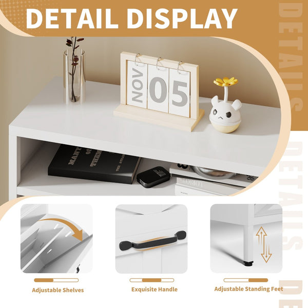 English Elm Metal Shoe Organizer Slim Steel Cabinet with Flip Doors and Open Rack for Entryway T2398P482740