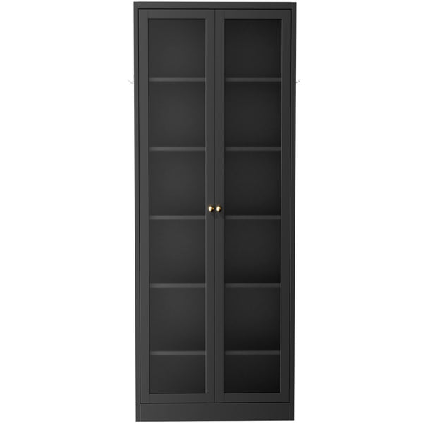 English Elm Metal Pantry Cabinet Industrial Steel Freestanding Tower with Glass Doors for Kitchen T2398P504064