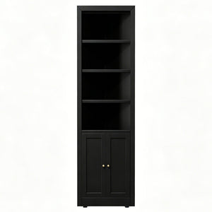 English Elm 71" Tall Corner Cabinet Steel Adjustable Shelves Freestanding Pantry Storage Black T2398P504065