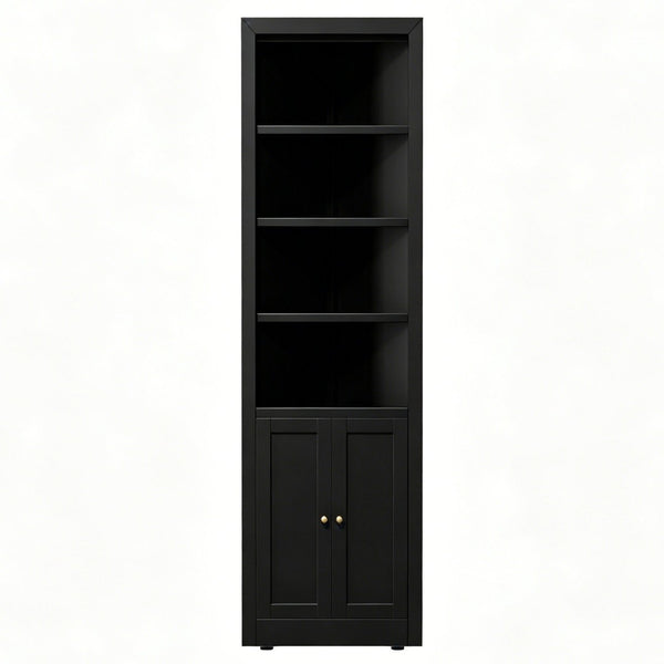 English Elm 71" Tall Corner Cabinet Steel Adjustable Shelves Freestanding Pantry Storage Black T2398P504065