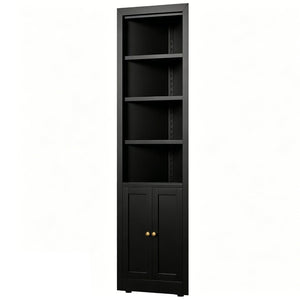 English Elm 71" Tall Corner Cabinet Steel Adjustable Shelves Freestanding Pantry Storage Black T2398P504065