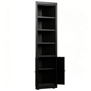 English Elm 71" Tall Corner Cabinet Steel Adjustable Shelves Freestanding Pantry Storage Black T2398P504065