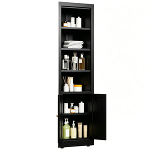 English Elm 71" Tall Corner Cabinet Steel Adjustable Shelves Freestanding Pantry Storage Black T2398P504065