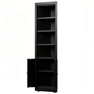 English Elm 71" Tall Corner Cabinet Steel Adjustable Shelves Freestanding Pantry Storage Black T2398P504065