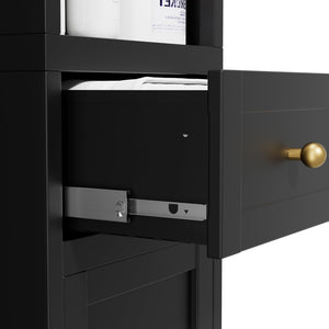 English Elm 71 Inch Matte Black Steel Tower Cabinet 5 Tier Shelving for Bathroom Pantry T2398P504066
