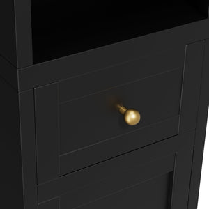 English Elm 71 Inch Matte Black Steel Tower Cabinet 5 Tier Shelving for Bathroom Pantry T2398P504066