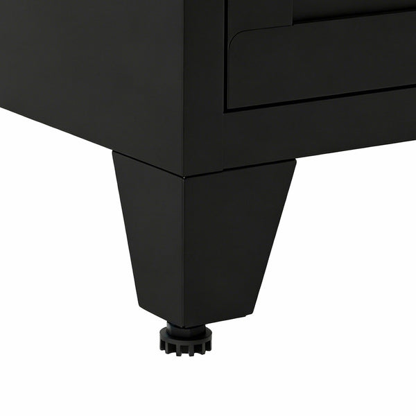 English Elm 7-Drawer Black Steel Low Profile Chest Slim Industrial Storage for Bedroom or Entryway T2398P507505