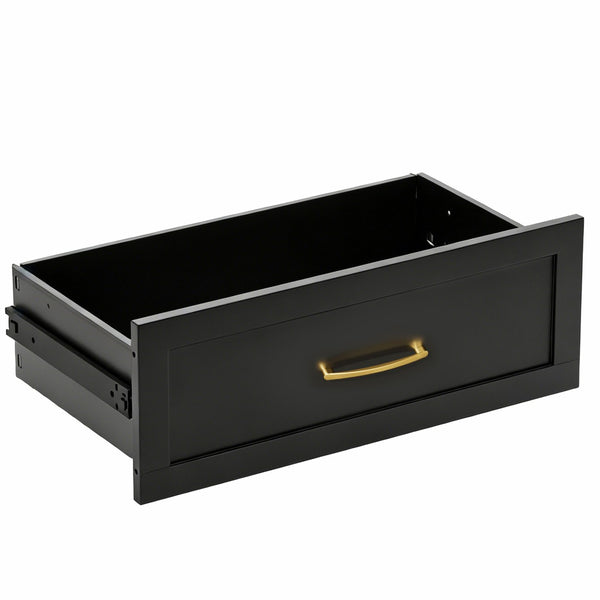 English Elm 7-Drawer Black Steel Low Profile Chest Slim Industrial Storage for Bedroom or Entryway T2398P507505