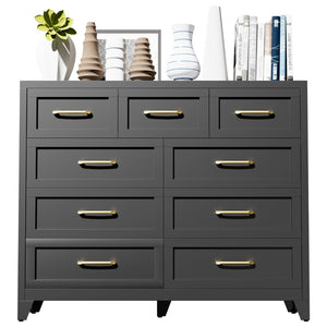 English Elm 9-Drawer Steel Chest Matte Black Finish Vertical Storage for Bedroom or Entryway T2398P507506