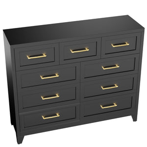 English Elm 9-Drawer Steel Chest Matte Black Finish Vertical Storage for Bedroom or Entryway T2398P507506