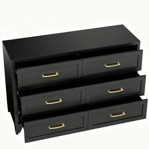English Elm 6 Drawer Low Profile Steel Dresser Powder Coated Chest for Bedroom or Entryway T2398P507507