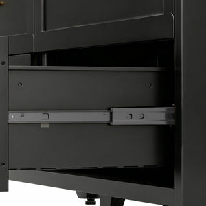 English Elm 9 Drawer Steel Dresser Low Profile Powder Coated Matte Black Bedroom Hallway Storage T2398P507508