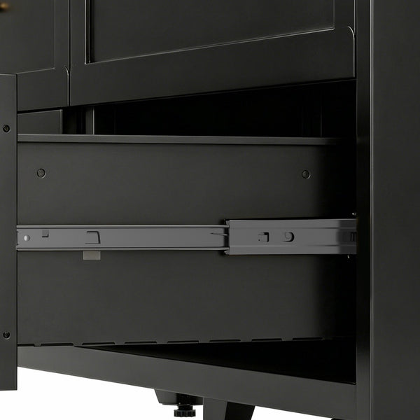 English Elm 9 Drawer Steel Dresser Low Profile Powder Coated Matte Black Bedroom Hallway Storage T2398P507508