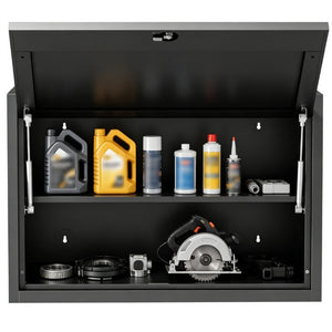 English Elm Heavy Duty Steel Wall Cabinet Hydraulic Lift Door Locking Garage Workshop Storage T2398P507510