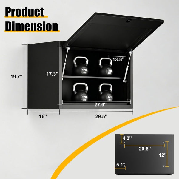 English Elm Heavy Duty Steel Wall Cabinet Hydraulic Lift Door Locking Garage Workshop Storage T2398P507510