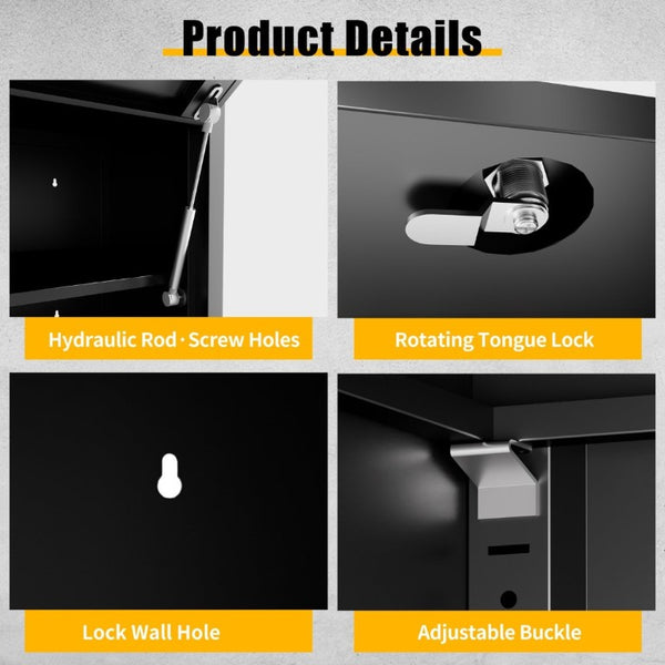 English Elm Heavy Duty Steel Wall Cabinet Hydraulic Lift Door Locking Garage Workshop Storage T2398P507510