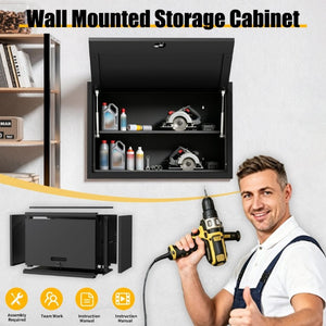 English Elm Heavy Duty Steel Wall Cabinet Hydraulic Lift Door Locking Garage Workshop Storage T2398P507510