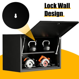 English Elm Heavy Duty Steel Wall Cabinet Hydraulic Lift Door Locking Garage Workshop Storage T2398P507510