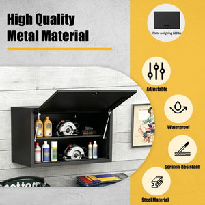 English Elm Heavy Duty Steel Wall Cabinet Hydraulic Lift Door Locking Garage Workshop Storage T2398P507510