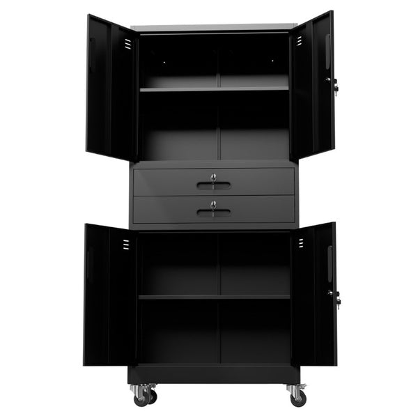 English Elm Metal Garage Storage Cabinet with Pegboard Hooks Locking Doors and Rolling Casters T2398P507514