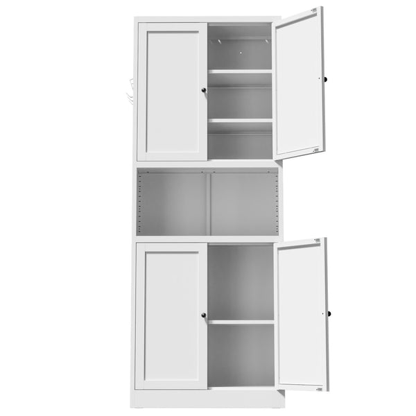 English Elm 72 Inch Tall Steel Pantry Cabinet with Countertop Adjustable Shelves Drawer and Hooks T2398P507517
