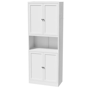 English Elm 72 Inch Tall Steel Pantry Cabinet with Countertop Adjustable Shelves Drawer and Hooks T2398P507517