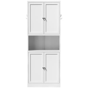 English Elm 72 Inch Tall Steel Pantry Cabinet with Countertop Adjustable Shelves Drawer and Hooks T2398P507517
