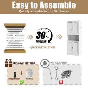 English Elm 72 Inch Tall Steel Pantry Cabinet with Countertop Adjustable Shelves Drawer and Hooks T2398P507517