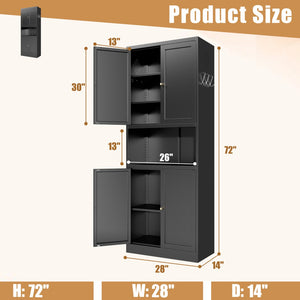 English Elm 72 Inch Steel Pantry Cabinet Matte Black Powder Coat Adjustable Shelves Modern Kitchen T2398P507518