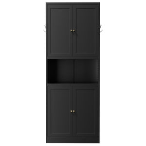 English Elm 72 Inch Steel Pantry Cabinet Matte Black Powder Coat Adjustable Shelves Modern Kitchen T2398P507518