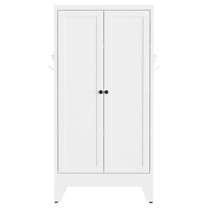 English Elm 47.3 Inch Slim White Metal Pantry Cabinet Farmhouse Steel Organizer with Adjustable Shelves T2398P507519