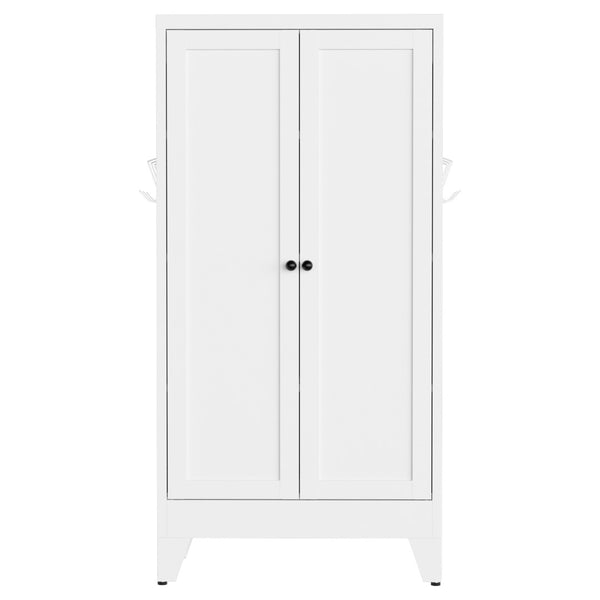 English Elm 47.3 Inch Slim White Metal Pantry Cabinet Farmhouse Steel Organizer with Adjustable Shelves T2398P507519