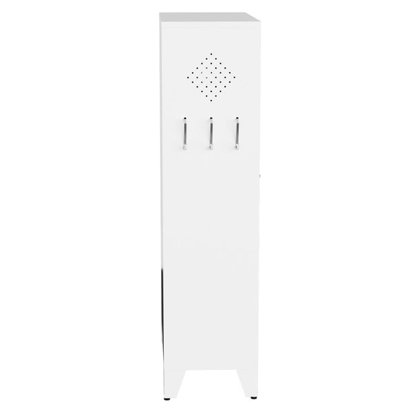 English Elm 47.3 Inch Slim White Metal Pantry Cabinet Farmhouse Steel Organizer with Adjustable Shelves T2398P507519