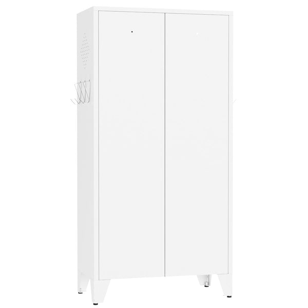 English Elm 47.3 Inch Slim White Metal Pantry Cabinet Farmhouse Steel Organizer with Adjustable Shelves T2398P507519
