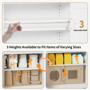 English Elm 47.3 Inch Slim White Metal Pantry Cabinet Farmhouse Steel Organizer with Adjustable Shelves T2398P507519