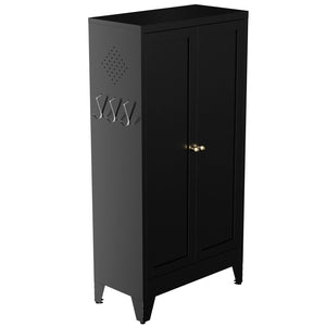 English Elm 47.3 Inch Matte Black Steel Pantry Cabinet Fluted Doors Adjustable Shelves Kitchen Storage T2398P507520