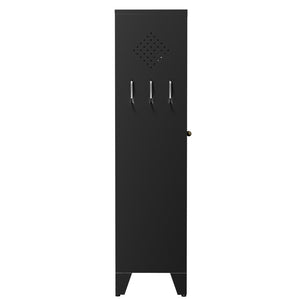 English Elm 47.3 Inch Matte Black Steel Pantry Cabinet Fluted Doors Adjustable Shelves Kitchen Storage T2398P507520