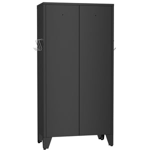 English Elm 47.3 Inch Matte Black Steel Pantry Cabinet Fluted Doors Adjustable Shelves Kitchen Storage T2398P507520