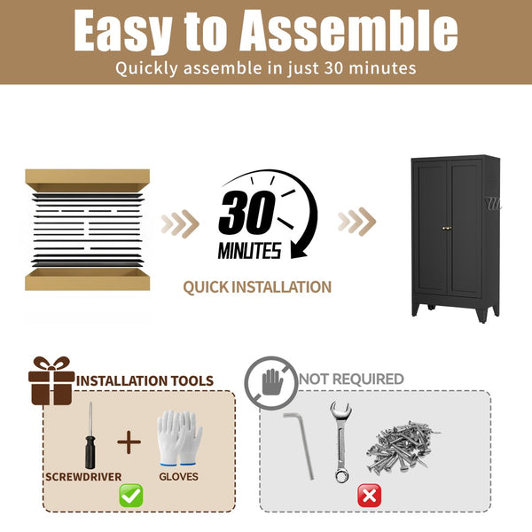 English Elm 47.3 Inch Matte Black Steel Pantry Cabinet Fluted Doors Adjustable Shelves Kitchen Storage T2398P507520