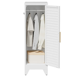 English Elm 47.2 Inch Slim Steel Wardrobe with Louvered Door Hanging Rail for Dorm or Apartment T2398P507522