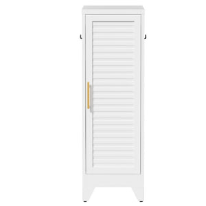 English Elm 47.2 Inch Slim Steel Wardrobe with Louvered Door Hanging Rail for Dorm or Apartment T2398P507522
