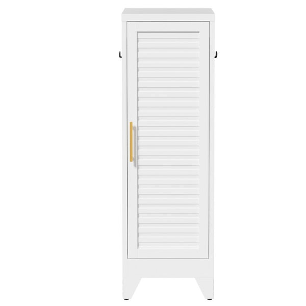 English Elm 47.2 Inch Slim Steel Wardrobe with Louvered Door Hanging Rail for Dorm or Apartment T2398P507522